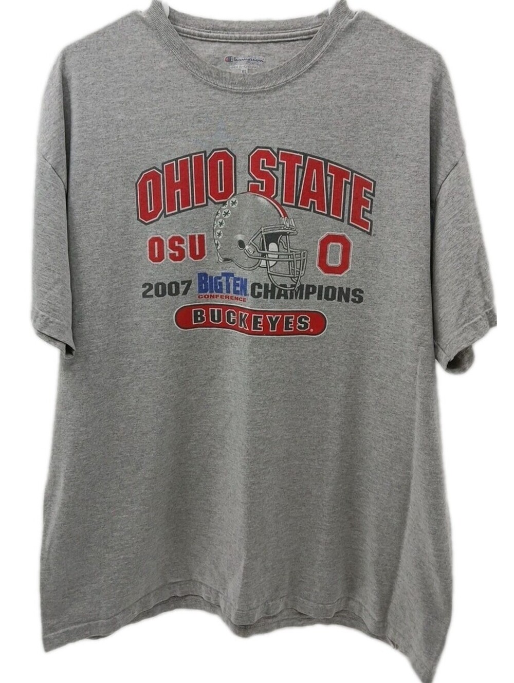 Ohio State Buckeyes T Shirt Mens XL Gray 2007 Big Ten Champions NCAA Football